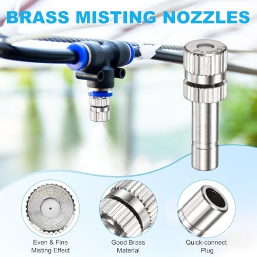 M METERXITY 20-Pack Brass Misting Nozzles, 0.02"/0.5mm Orifice Mister Replacement Heads for Outdoor Cooling System/Landscaping/Humidification/Greenhouse, 6mm Low-Pressure Fog Sprayer Nozzle - Image 2