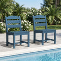 KINGYES Outdoor Armless Dining Chairs Set of 2,HDPE Patio Chairs,Blue by KINGYES