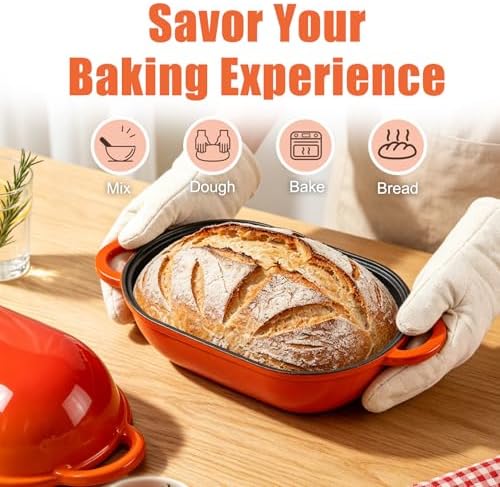 2.5 QT Enameled Cast Iron Sourdough Bread Oven, Loaf Pan with Lid - Image 4