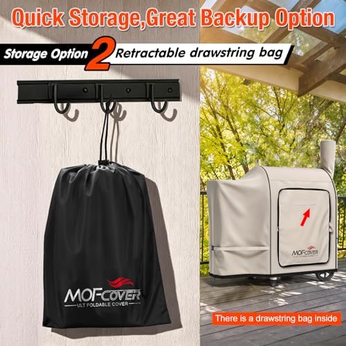 Foldable Grill Cover for Traeger Pro 22/575 Series, Waterproof 600D Heavy Duty Wood Pellet Smoker Cover, Fade＆Tear Resistant Pellet Grill Cover for Pro 20 Lil’ Tex Elite 22 Khaki - Image 3