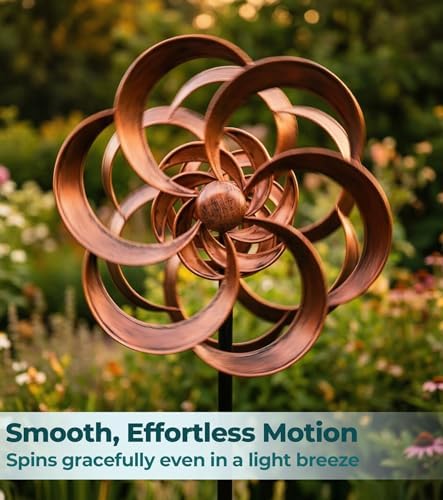 Metal Wind Spinner Outdoor, 63" Double-Sided Copper Decor - Image 2