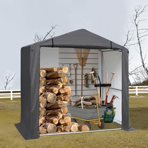 5x3 Ft Outdoor Storage Shelter Shed, Waterproof Heavy Duty Storage Shed with Roll-up Zipper Door and Sloping Roof, Portable Storage Tent for Tool Shed, Bike,Backyard Garden Patio, Gray - Image 7