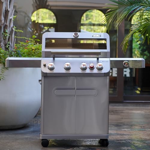 Monument Grills Mesa Series, Outdoor Barbecue Stainless Steel 4 Burner Propane Gas Grill, 62,000 BTU Patio Barbecue Grill with Side Burner, Knob Controls, Mesa415BZ with BBQ Cover - Image 3