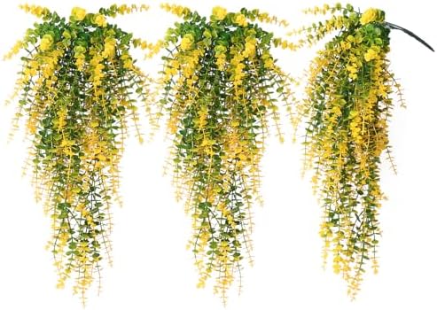 RECUTMS Artificial Plants Hanging Outdoor Fake Yellow Plants Hanging Vines by RECUTMS