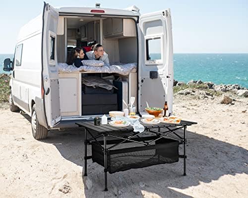 WUROMISE Lightweight Aluminum Folding Camping Table (37.13” x 21.57” x 19.69”), Portable Roll-Up Design for Outdoor, Camping, Beach, BBQ, Patio, and Picnic, Durable & Waterproof with Carrying Bag - Image 2