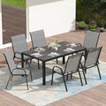 PIZZELLO Outdoor Dining Sets for 6, 60" Rectangular Table with 6 Chairs by PIZZELLO