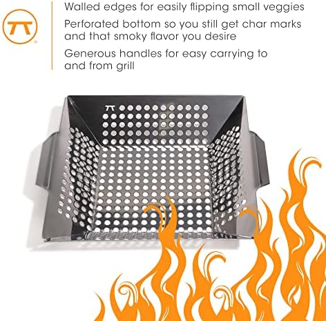 Outset Grill Wok With Holes, Stainless Steel, Square With Handles - Image 3