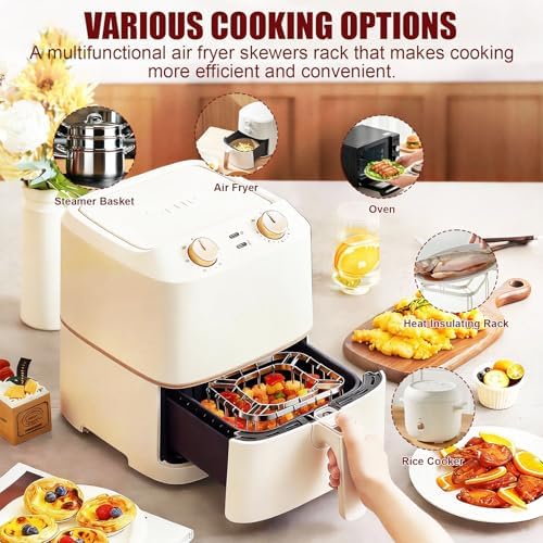 Air Fryer Skewer Rack, Air Fryer Grill Accessories Kit with 28 Skewers, Stainless Steel Hanging Oven Skewers Rack Accessories, Barbecue Rack & Vertical Meat Skewers for Air Fryer - Image 4
