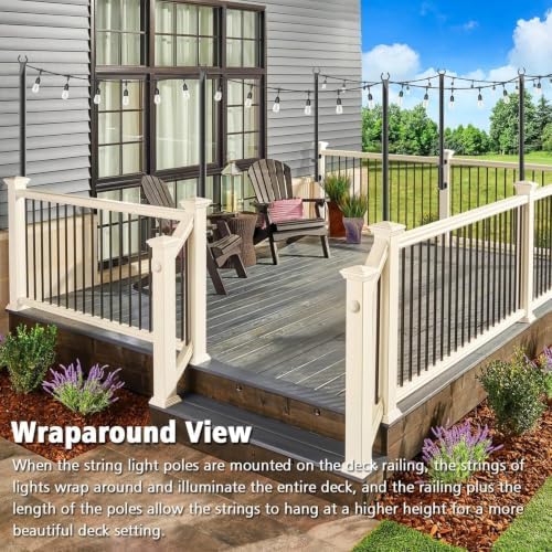 Beizelte 10 Pack 5Ft String Light Poles,Outside String Lights,Outdoor Light Poles,Metal Poles Stand for Patio,Backyard,Deck - Image 5
