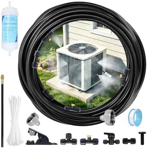 AC Condenser Misting Cooling System Includes Water Filter Cutter, Air Conditioner Cooler System Evaporative Cooling Kit for Residential AC Units, Sun-Exposed Condensers&High-Temperature Climate Homes by Unknown