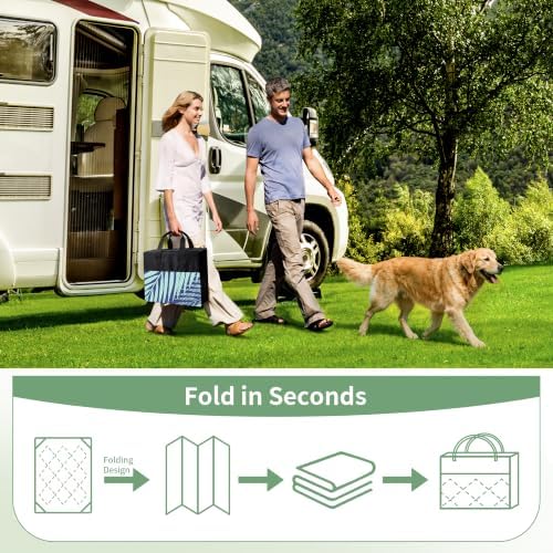 GENIMO Outdoor Rug, Waterproof Plastic Rugs 10'x14' for Camping Navy Green - Image 6