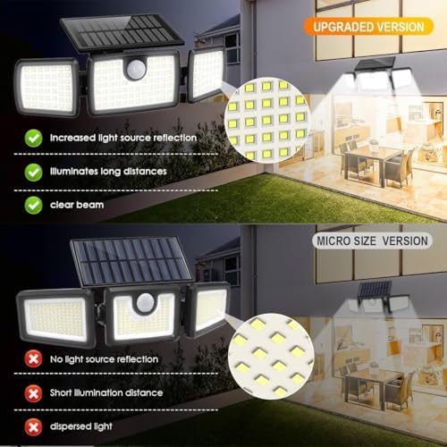 MIHANI Solar Lights Outdoor, Solar Motion Deck Lights Outdoor for Deck with High Brightness, Larger Built-in Tempered Glass Solar Panel, Sensitive PIR Motion Inductor - Image 5