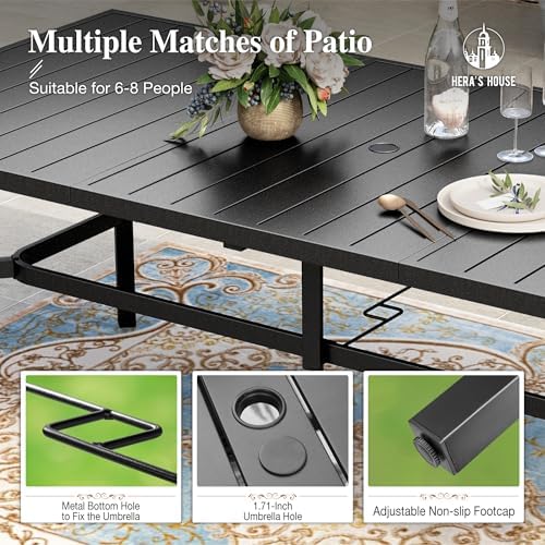 HERA'S HOUSE 9pc Outdoor Patio Dining Set for 8, Textilene Chairs, Blue - Image 5