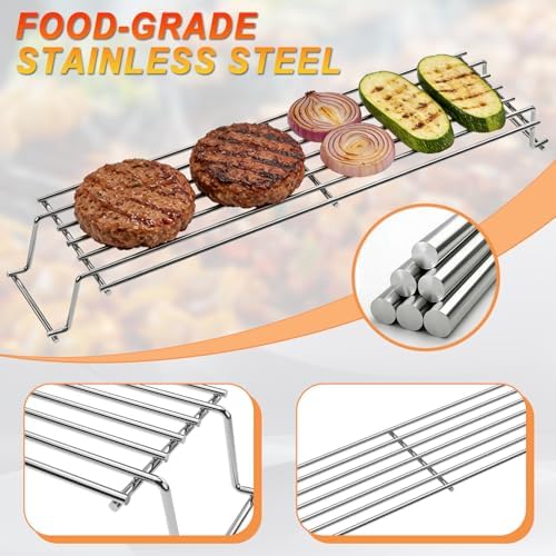 69866 Warming Rack for Weber Spirit 200 Grill Parts 7640, Replacement Parts for Weber Spirit E210 S210 E215 E220 S220, Spirit E-210 Classic, for Weber Spirit Grill Accessories 46010074,Stainless Steel - Image 4