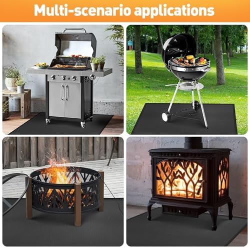 kanhiro Large 65 x 48 inches Under Grill Mat for Outdoor Grill, Indoor Fireplace/Fire Pit Mat, Double-Sided Fireproof Grill Pad, Oil-Proof Waterproof BBQ Protector for Decks and Patios - Image 6