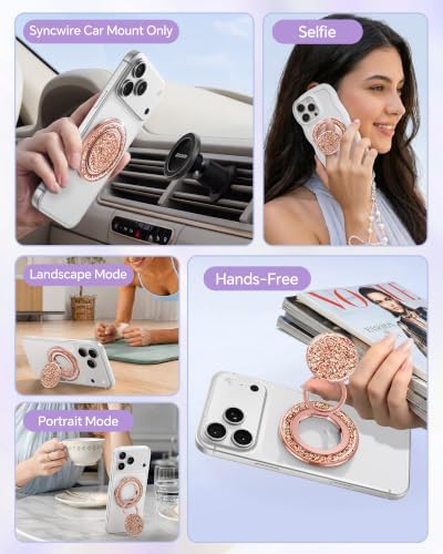 SYNCWIRE Magnetic Phone Ring Holder, for MagSafe Phone Grip Stand Kickstand - Image 5