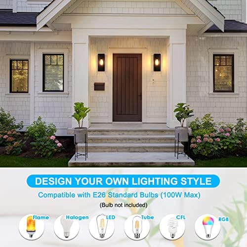 VerRon Outdoor Black Wall Light Fixtures, Modern Exterior Wall Lanterns - Image 6