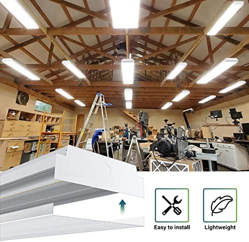 ANTLUX 4FT LED Wraparound 40W Shop Lights for Garage, 4400lm, 6000K, 4 Foot Crystal LED Wrap Light, 48 Inch Integrated Linear Strip Flush Mount Office Workshop Ceiling Lighting Fixture, 4 Pack - Image 4