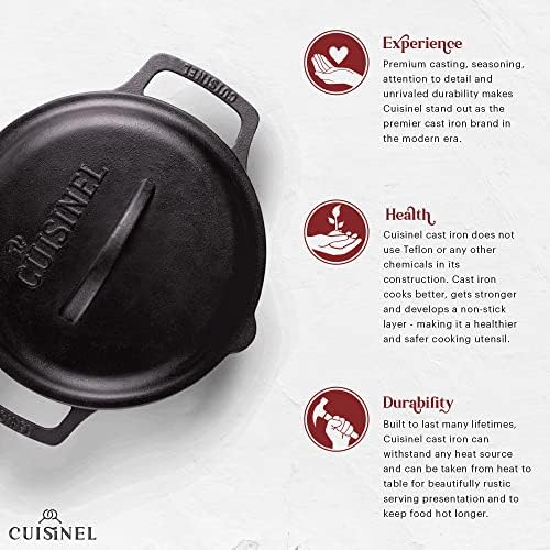 Cast Iron Skillet + Cast Iron Lid Set - 8"+10"+12" Dual Handle Frying Pans + Pan Scraper + Silicone Handle Holder Covers - Pre-Seasoned Indoor/Outdoor, Grill, Stovetop, Induction, Oven Safe Cookware - Image 5