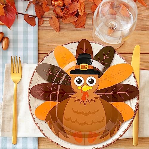 Whaline 48Pcs Thanksgiving Paper Plates Turkey Shaped Disposable Decorative Tableware for Fall Party Supplies Autumn Holiday Catering Events, 11.4 x 11.6 Inch - Image 6