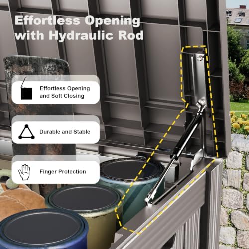 PatioZen 200 Gallon Deck Box Lockable Waterproof UV Resistant Grey - Image 7