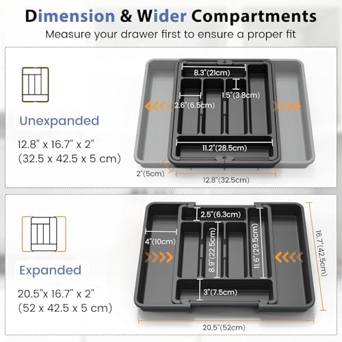 Caperci Large Silverware Organizer Tray for Kitchen Drawer Utensils Thicker - Image 2