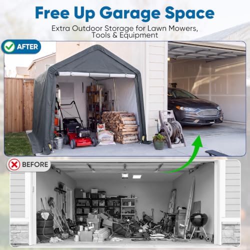Quictent 8x10FT Carport Shelter Storage Shed with Roll-Up Door&Vents - Image 5