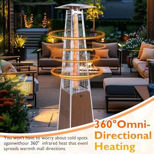 Patio Heater 48,000 BTU Outdoor Heaters for Patio Propane with Detachable Wheels, Quartz Glass Tube Pyramid Design, Protective Cover, Outdoor Terrace Garden Poolsid Commercial Residentia (Brown) - Image 6