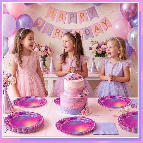 NatNarr 30 Pk Iridescent Pink Plates 9" Halloween Dessert Cake Plates - Image 4