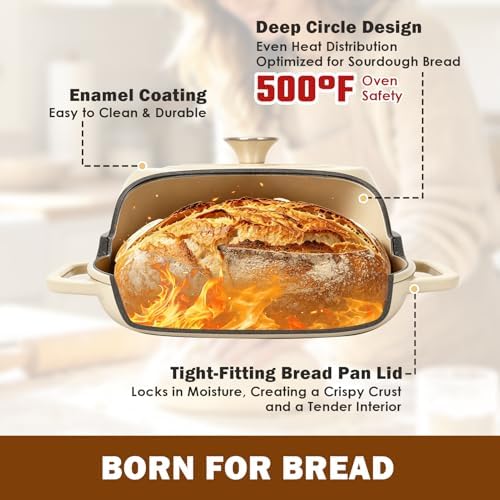 Wdmiya Dutch Oven for Sourdough Bread Baking, Shallow Base & Dome Lid 5 QT - Image 4