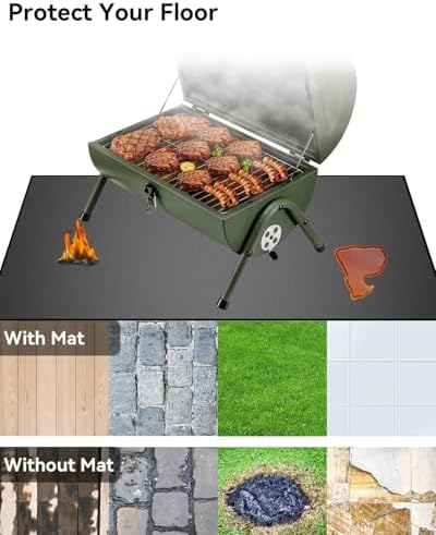 29×29 inch Heavy Duty Large Under Grill Mats for Outdoor Grill, Double-Sided Fireproof, Waterproof, Oil Proof Deck and Patio Protector, BBQ Mat Grill Floor Mats Fireplace Fire Pit Mat - Image 3