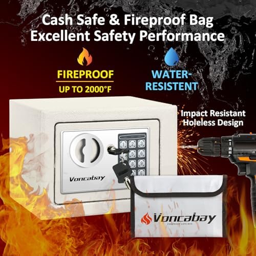 Voncabay Money Safe Box for Home with Digital Keypad, 0.23 Cu. Ft., White - Image 4