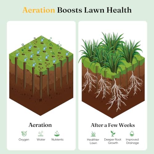 Grenebo Lawn Aerator Manual Aerator Lawn Tool with 16 Spikes, Black Red - Image 4
