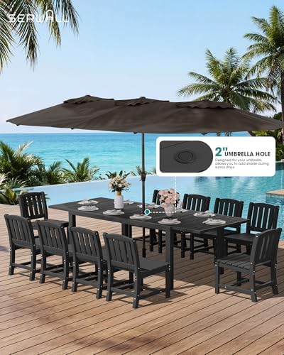 SERWALL Outdoor Patio Dining Set for 6, Black - Image 2