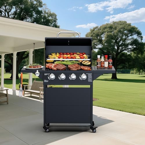 4-Burner Propane Gas Grill, 40000 BTU Stainless Steel Outdoor BBQ - Image 3