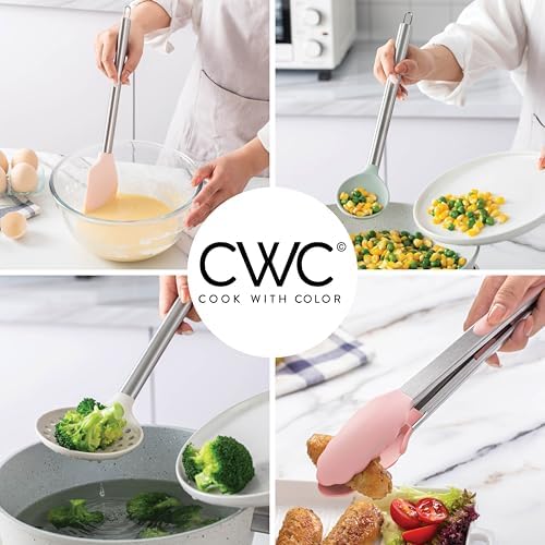 COOK WITH COLOR Silicone Cooking Utensils, Kitchen Utensil Set, Easy to Clean Silicone Kitchen Utensils, Cooking Utensils for Nonstick Cookware, Kitchen Gadgets Set, 38 Piece, Mint - Image 5