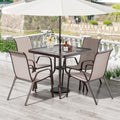 TLSUNNY 5 Pieces Patio Dining Set for 4, Glass Table and Textilene Chair by TLSUNNY