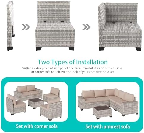 Outdoor Patio Furniture Set PE Wicker Rattan Outdoor Sectional Sofa - Image 4