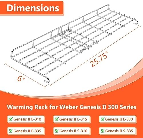 QuliMetal Grill Warming Rack for Weber Genesis II 300 Series - Image 2