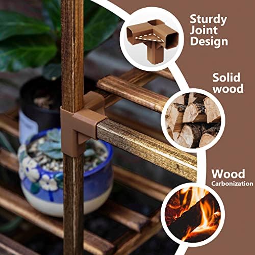 Bamworld Plant Stand Indoor Corner Plant Shelf Outdoor Flower Shelves Wooden Plant Stands Garden Wood Plant Holder Rack for Living Room Corner Lawn Window 03B - Image 6