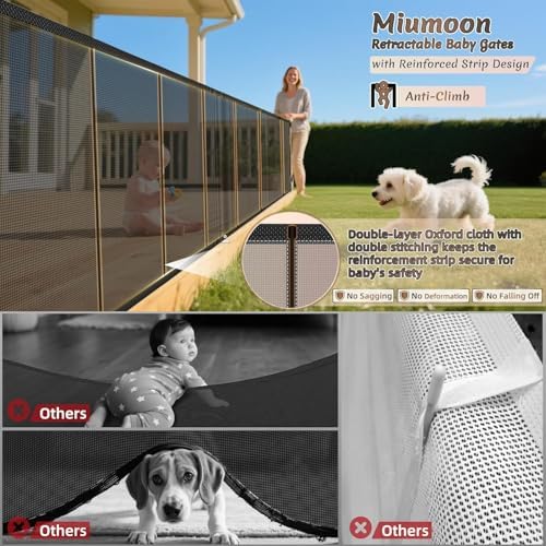 Miumoon 100 inch Reinforced Retractable Baby Gates 34 inch Tall - Image 2