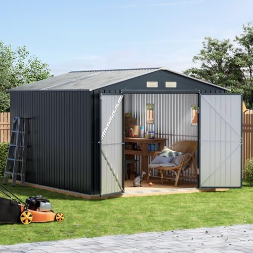 10 x 12 FT Metal Storage Shed for Backyard, Brown by Unknown