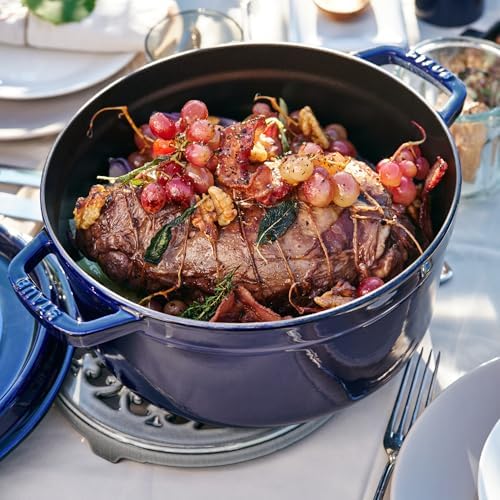 Staub Cast Iron 7-qt Round Cocotte - Dark Blue, Made in France - Image 5