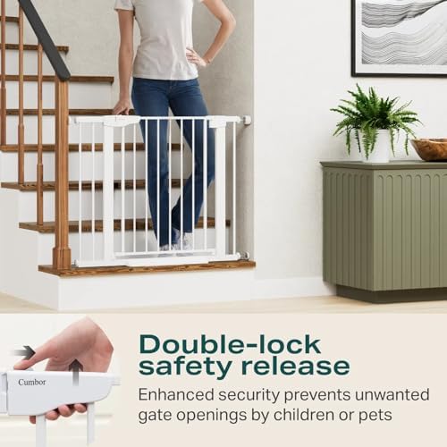 Cumbor 2 Pack 30-40.6 in Baby Gate for Stairs and Doorways, Dog Gate White - Image 4