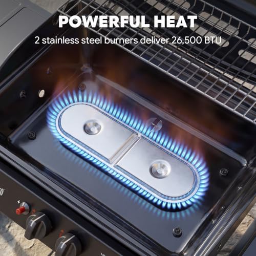 Feasto 2 Burner Propane Gas Grill for Outdoor Cooking and BBQ, Black - Image 5