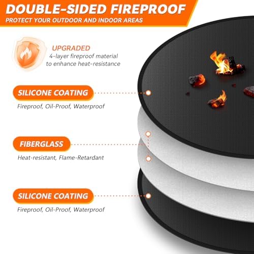 19.5" Fire Pit Mat for Solo Stove Mesa Tabletop Fire Pit - Small Fireproof Under Grill Mat for Deck, Waterproof & Oil-Proof Round Tabletop Protector for Solo Stove Mesa XL Accessories - Image 3