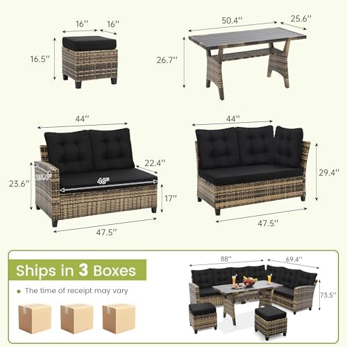 KROFEM 6 Piece Patio Furniture Set, Dining and Conversation Set - Image 4