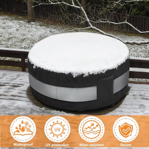 Round Patio Bar Height Table and Chair Cover Black&Grey 90 x 43 Inch - Image 7