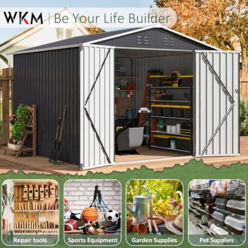 WKM 8X8 FT Outdoor Storage Shed Black - Image 4