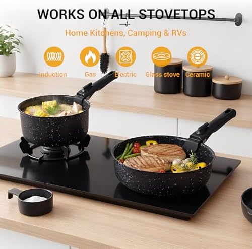 Ammeloo 21Pcs Pots and Pans Set Non Stick with Detachable Handle Frying Pan - Image 5